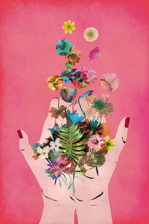 Leinwand Poster, Bilder Frida`s Hand`s (Pink Version), Treechild, 60 × 90 cm