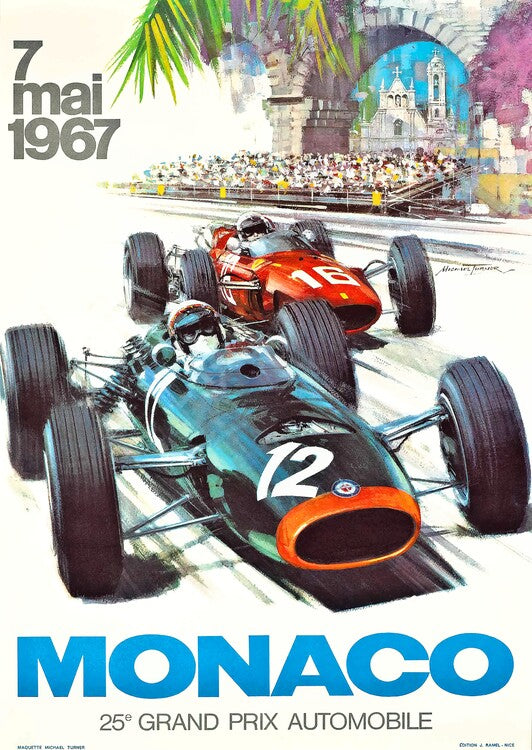 Leinwand Poster, Bilder 1967 Monaco Grand Prix Racing Poster, 65 × 90 cm