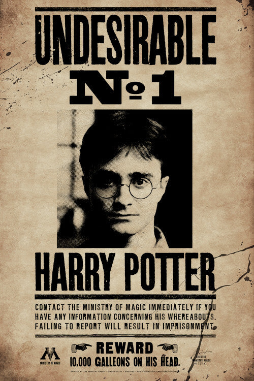 Harry Potter - Undesirable No 1 Poster, Plakat, 26.7 × 40 cm