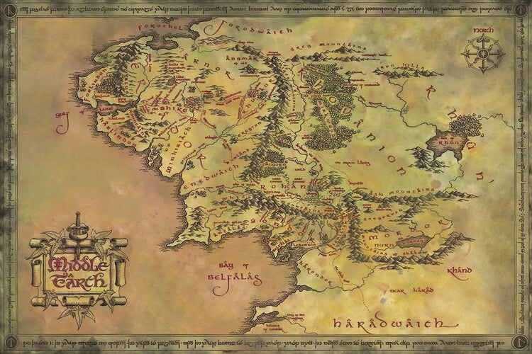 The Lord of the Rings - Middle Earth Poster, Plakat, 40 × 26.7 cm