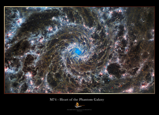 Leinwand Poster, Bilder M74 - Heart of the Phantom Galaxy - James webb Telescope, 90 × 65 cm