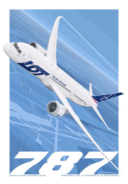 Leinwand Poster, Bilder Boeing 787-9 Dreamliner LOT by MotoAwiacja, 55 × 80 cm