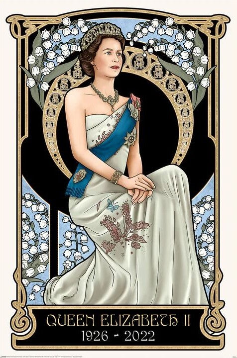 Art Nouveau - The Queen Elizabeth II Poster, Plakat, 61 × 91.5 cm