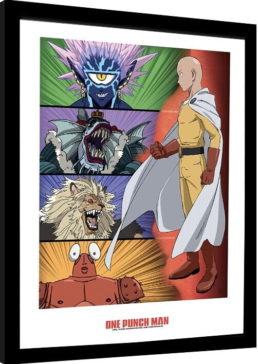 One Punch Man - Ranking of Villlains Gerahmte Poster, Bilder, 34 × 44.2 cm