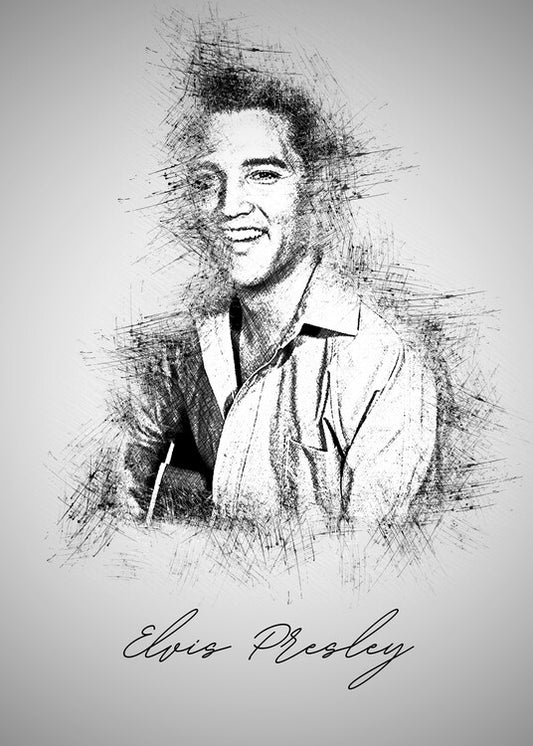 Leinwand Poster, Bilder Elvis Sketch, 65 × 90 cm