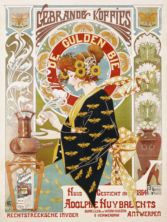 Coffee Shop Advert, Alfons Mucha Poster, Plakat, 30 × 40 cm