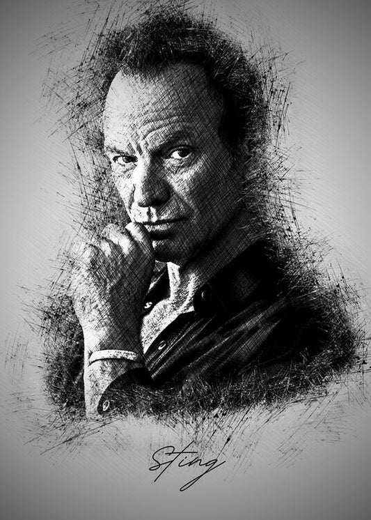 Leinwand Poster, Bilder Sting Sketch, 65 × 90 cm