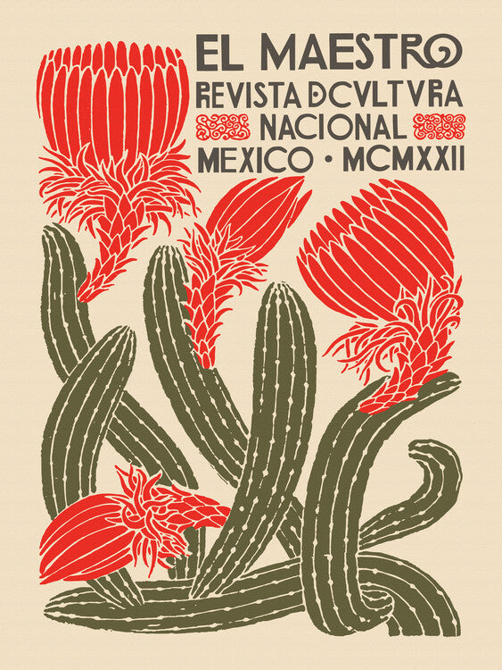 El Maestro Magazine Cover No.4 (Mexican Art / Cactus) Poster, Plakat, 30 × 40 cm