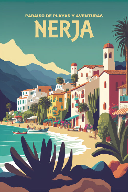 Leinwand Poster, Bilder Nerja - Malaga - A Paradise of beaches and adventures, 60 × 90 cm