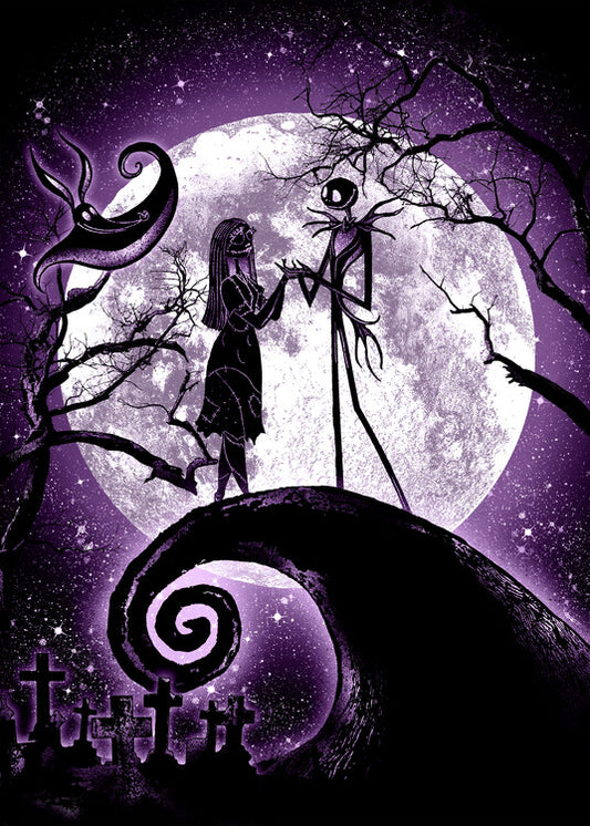 Leinwand Poster, Bilder Moonlight Skeleton, 65 × 90 cm