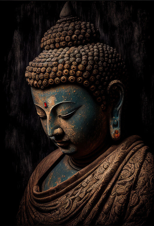 Leinwand Poster, Bilder Portrait of a bronze Buddha, 60 × 90 cm