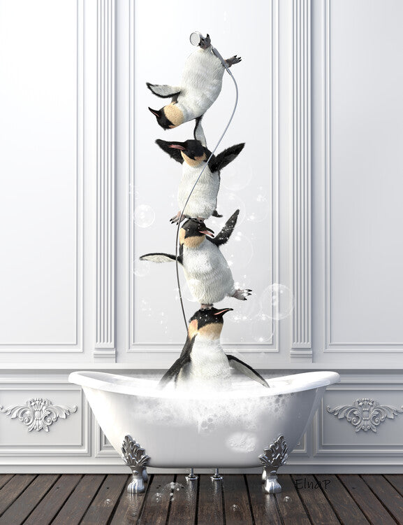 Leinwand Poster, Bilder Penguins in Tub Print Wall Art, penguin Photo, penguin art, 70 × 90 cm