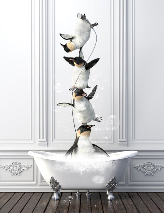 Leinwand Poster, Bilder Penguins in Tub Print Wall Art, penguin Photo, penguin art, 70 × 90 cm