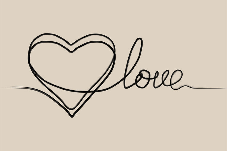 Leinwand Poster, Bilder One Line Heart & Love Poster, 90 × 60 cm