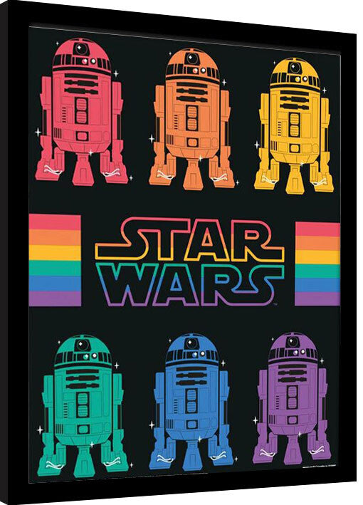 Star Wars Pride - R2D2 Rainbow Gerahmte Poster, Bilder, 34.3 × 44.5 cm