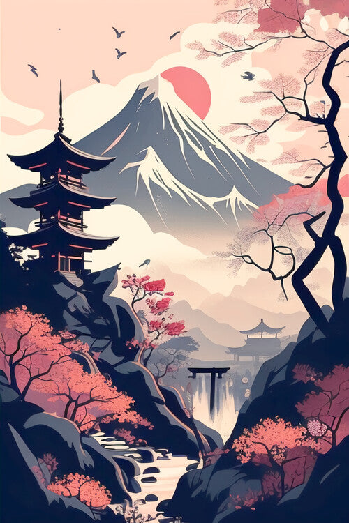Leinwand Poster, Bilder Japanese Japonaise Japanisch Japones Relax Natural Landscape, 60 × 90 cm