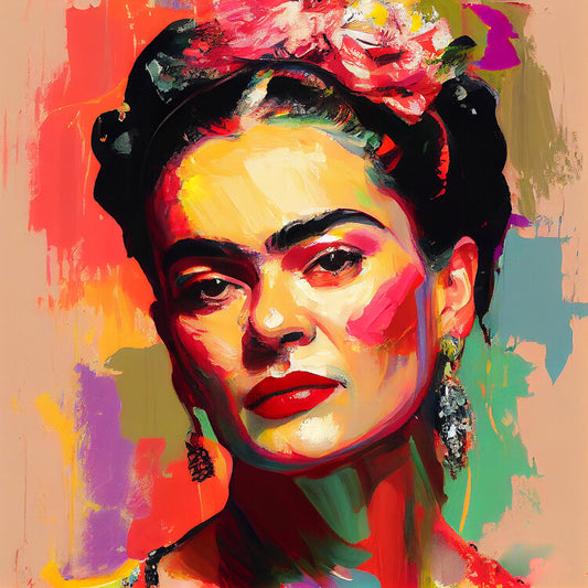 Leinwand Poster, Bilder Frida K. colorful portrait, 70 × 70 cm