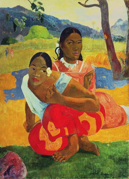 Leinwand Poster, Bilder Nafea Faaipoipo (When are you Getting Married?), 1892, Gauguin, Paul, 65 × 90 cm