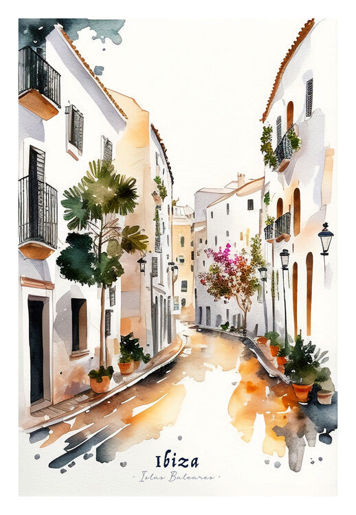 Leinwand Poster, Bilder IBIZA - Spain - White Island's Streets, 70 × 100 cm
