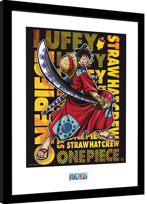 One Piece - Luffy in Wano Artwork Gerahmte Poster, Bilder, 34 × 44.2 cm
