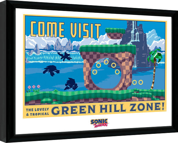 Sonic - Green Hill Zone Gerahmte Poster, Bilder, 44.2 × 34 cm