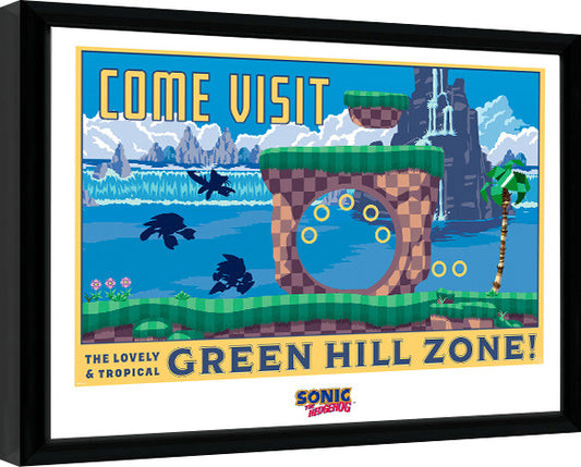 Sonic - Green Hill Zone Gerahmte Poster, Bilder, 44.2 × 34 cm