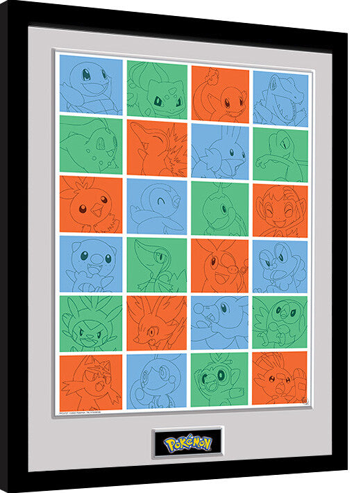 Pokemon - First Partner Grid Gerahmte Poster, Bilder, 34 × 44.2 cm