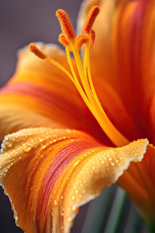 Leinwand Poster, Bilder Macro photography of an orange flower, 60 × 90 cm