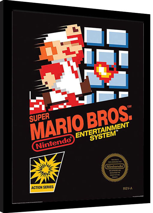 Super Mario Bros. - NES Cover Gerahmte Poster, Bilder, 30 × 40 cm