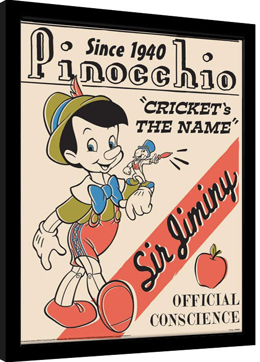 Pinocchio - Cricket‘s The Name Gerahmte Poster, Bilder, 34.3 × 44.5 cm