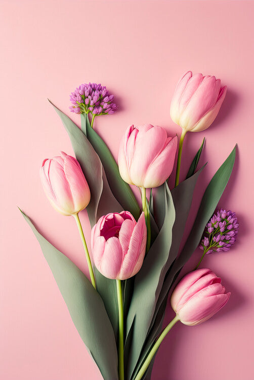 Leinwand Poster, Bilder Pink Tulips, Treechild, 60 × 90 cm