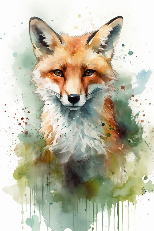 Leinwand Poster, Bilder Fox watercolor image, 60 × 90 cm