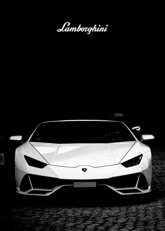 Leinwand Poster, Bilder Lamborghini White Car, 65 × 90 cm
