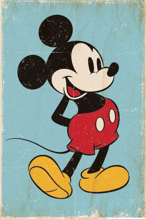 Micky Maus (Mickey Mouse) - Retro Poster, Plakat, 61 × 91.5 cm