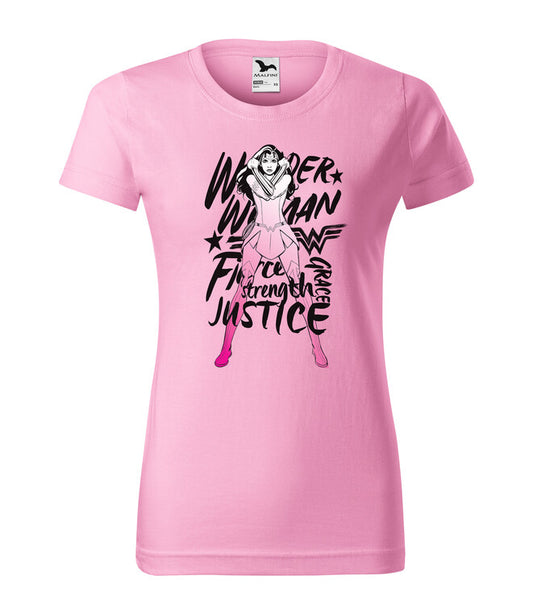 T-Shirt Wonder Woman - Fierce, Strenght, Grace, Justice, S