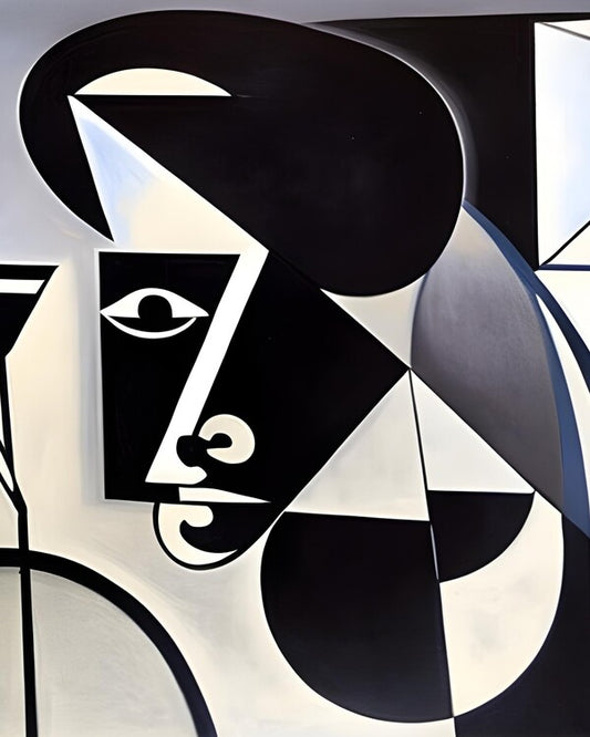 Leinwand Poster, Bilder Black & White Abstract Woman Picasso Style Wall Art, 70 × 90 cm