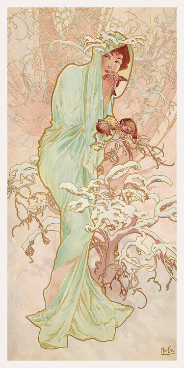 The Seasons: Winter (1896), Alfons Mucha Poster, Plakat, 20 × 40 cm