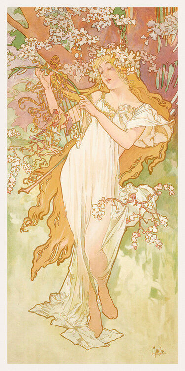 The Seasons: Spring (1896), Alfons Mucha Poster, Plakat, 20 × 40 cm