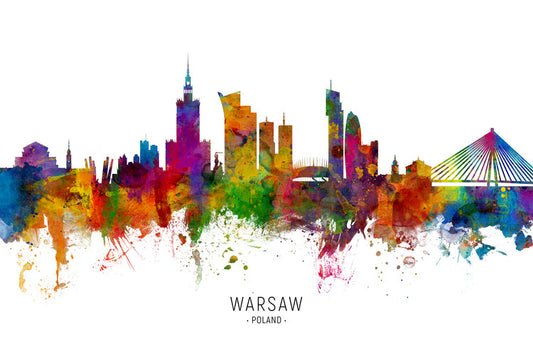 Leinwand Poster, Bilder Warsaw Poland Skyline, 90 × 60 cm