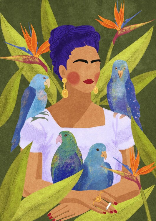 Leinwand Poster, Bilder Frida and birds, Raissa Oltmanns, 65 × 90 cm
