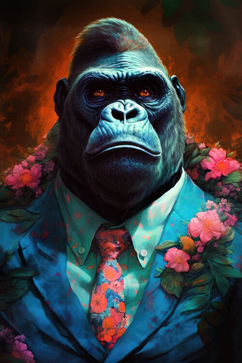 Leinwand Poster, Bilder Hipster Gorilla, 60 × 90 cm
