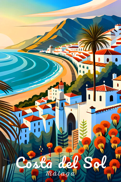 Leinwand Poster, Bilder COSTA DEL SOL - Malaga |  White Villages on the Sunny Coast, 60 × 90 cm