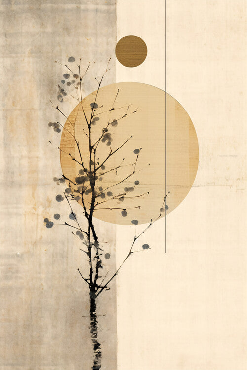 Leinwand Poster, Bilder Neutral Abstract Japandi Beige Watercolor Painting, 60 × 90 cm