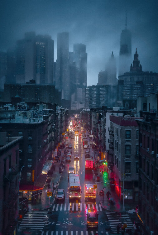 Leinwand Poster, Bilder Raining China Town, Javier de la, 60 × 90 cm
