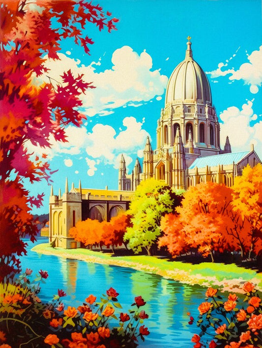 Leinwand Poster, Bilder Oxford - Vintage Travel Poster, 60 × 80 cm