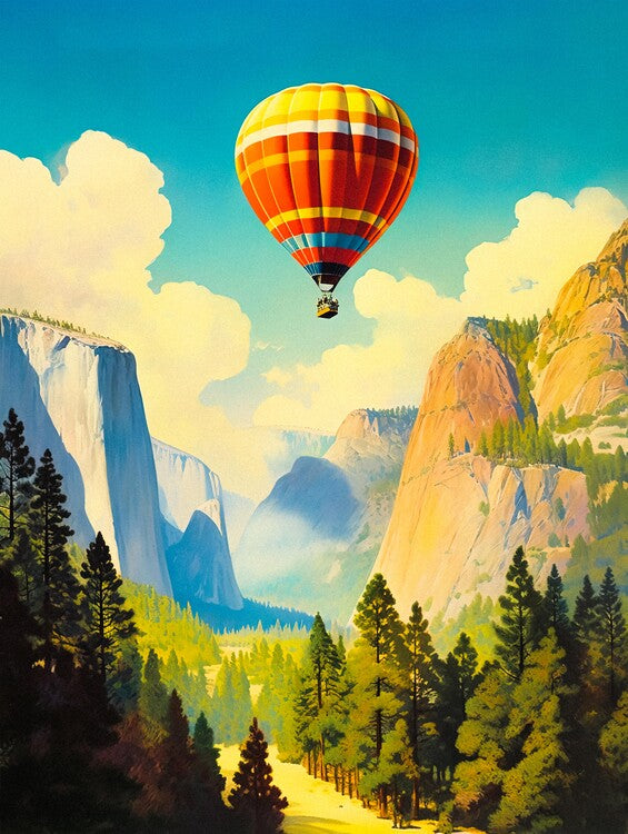 Leinwand Poster, Bilder Yosemite - Vintage Travel Poster, 60 × 80 cm