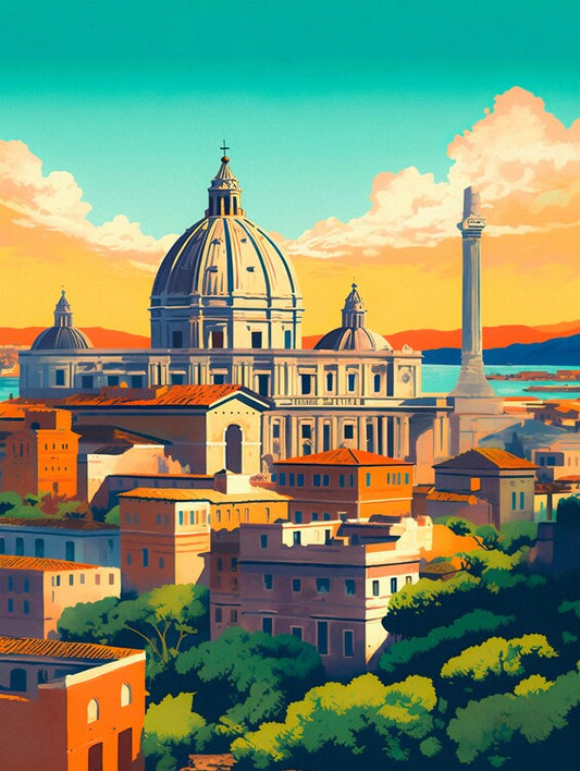 Leinwand Poster, Bilder Rome - Vintage Travel Poster, 60 × 80 cm