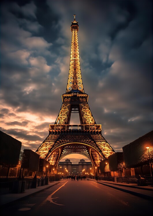 Leinwand Poster, Bilder Paris - Eiffel Tower at Night, 65 × 90 cm