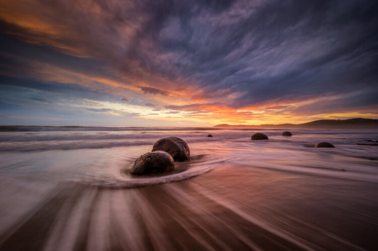 Leinwand Poster, Bilder Moeraki Boulders, James Zhen Yu, 90 × 60 cm