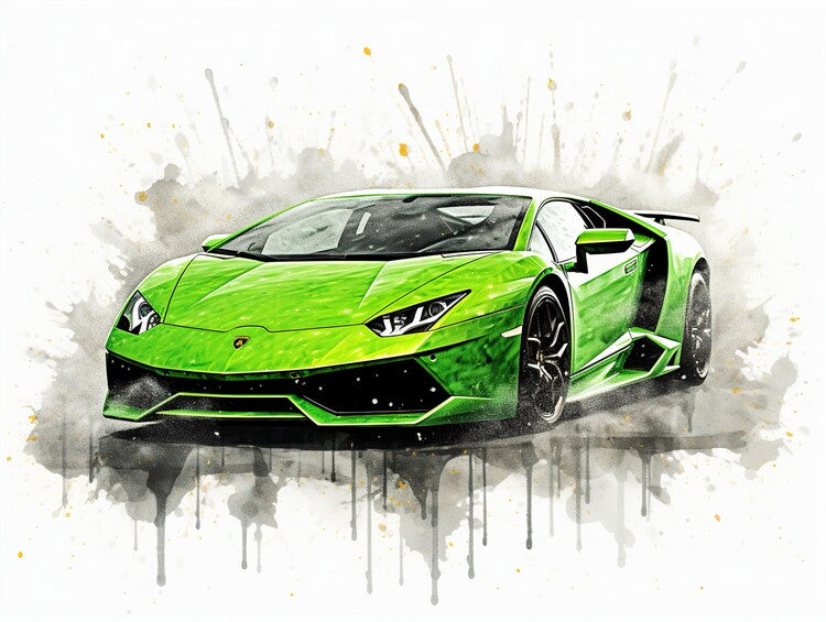 Leinwand Poster, Bilder Green Sport Car Lamborghini, 80 × 60 cm